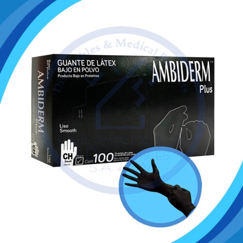 MC863, GUANTE PLUS NEGRO CHICO C/100 PZ AMBIDERM