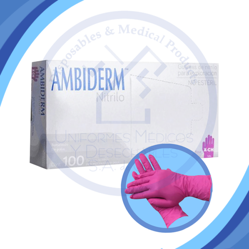 MC2312, GUANTE NITRILO ROSA  XCH C/100 AMBIDERM